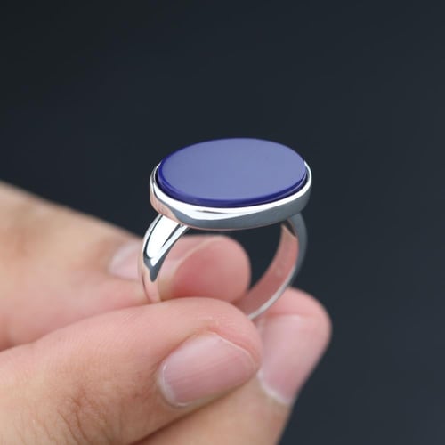 خاتم ملكي كحلي فضة عيار 925