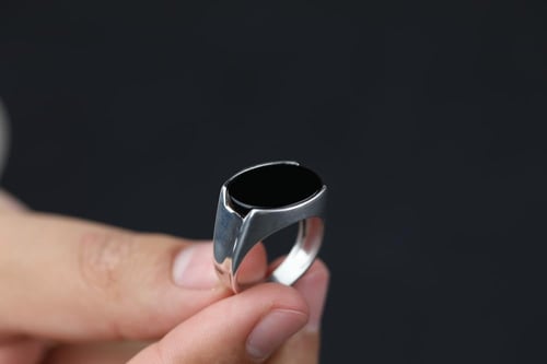 خاتم الدرع فضه اسود