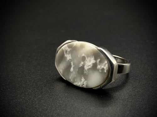 خاتم فضه فكين رصاصي نقش عيار 925