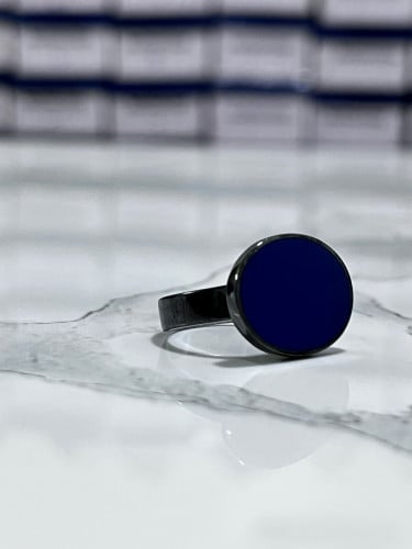 خاتم فضة كحلي عيار 925/ بيضاوي