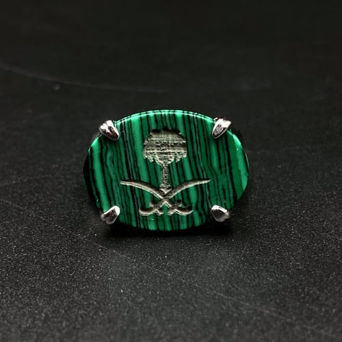 خاتم فضه انياب سيفين و نخله اخضر مقلم