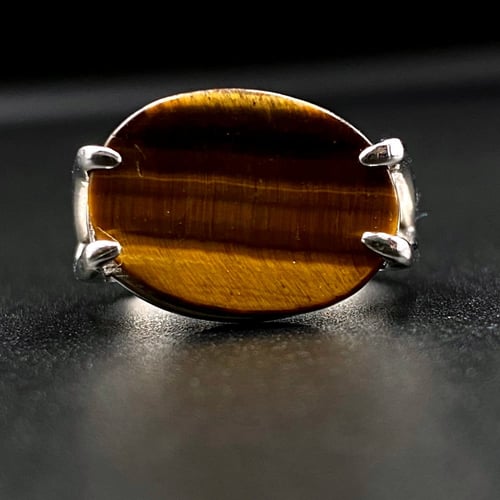 خاتم فضه مقبضين عين النمر عيار 925