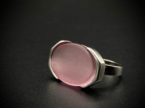 خاتم فضه فكين وردي عيار 925