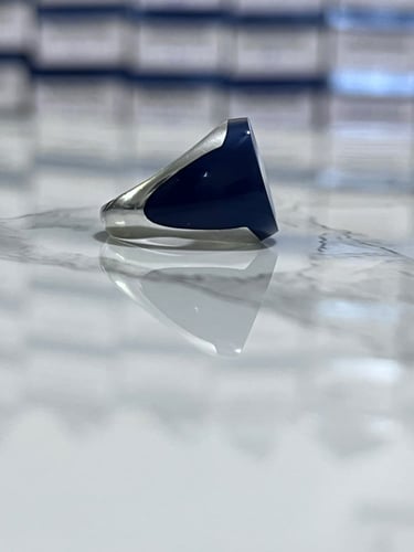 خاتم فضة مبطن كحلي عيار 925