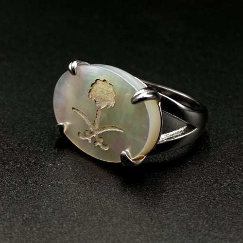 خاتم فضه انياب سيفين و نخله صدفي