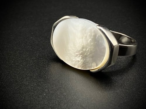 خاتم فضه فكين صدفي عيار 925