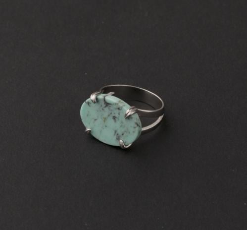 خاتم فضه انياب تيفاني معرق عيار 925