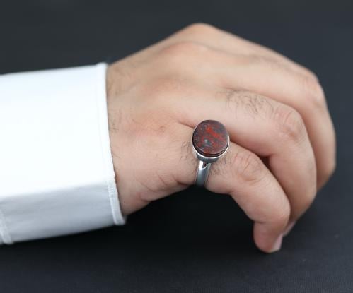 خاتم ملكي عودي معرق فضة عيار 925