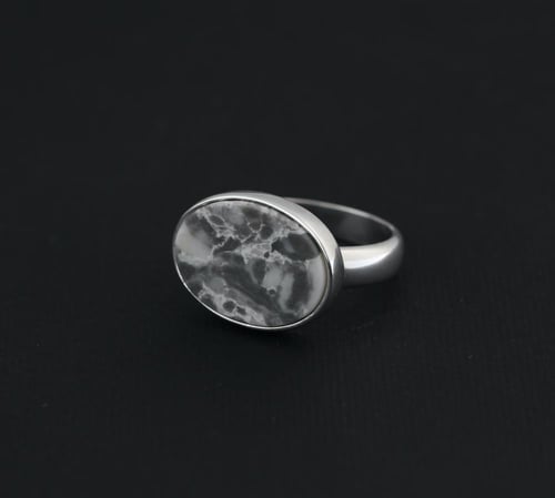 خاتم ملكي رصاصي نقش فضة عيار 925