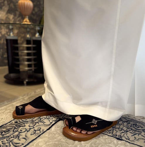 حذاء طبي رجالي اسود مخمل / بني