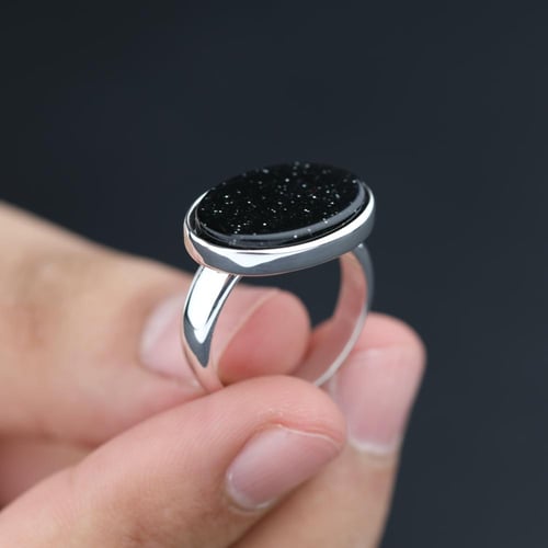 خاتم ملكي اسود روز فضة عيار 925