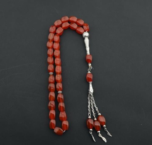 سبحه عقيق يوناني كبدي فاتح