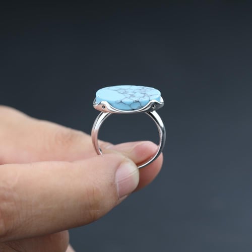 خاتم تاج ملكي فيروزي معرق عيار 925