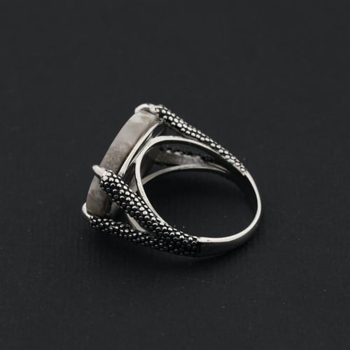 خاتم فضه مخالب صقر رصاصي نقش عيار 925