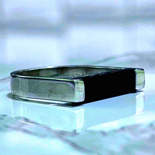 خاتم مستطيل اسود عيار 925