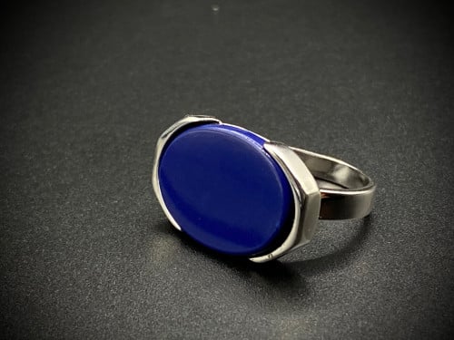 خاتم فضه فكين كحلي عيار 925