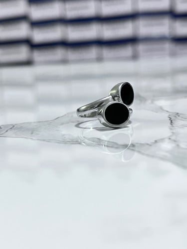 خاتم اسود رأسين عيار 925