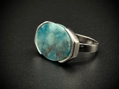 خاتم فضه فكين تركوازي عيار 925