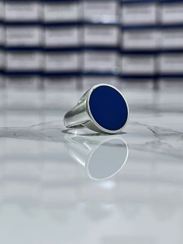 خاتم ملكي دائري ازرق عيار 925