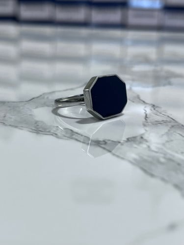 خاتم فضة ثماني كحلي عيار 925