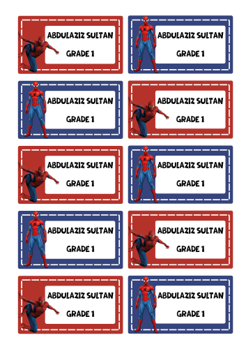 ملصق اسماء سبايدرمان - name's label spiderman