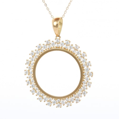 برواز جنيه ذهبي دائري مزخرف بالزركون (عريض)