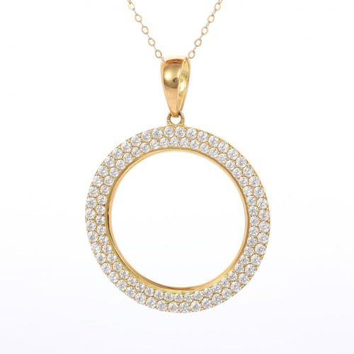 برواز جنيه ذهبي دائري مزخرف بالزركون (دورين) 