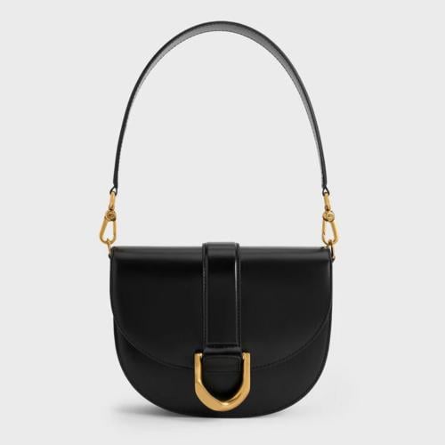 Gabine Leather Saddle Bag - Black