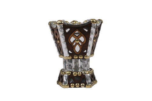 مبخرة فاخرة من خشب مع تطعيمات بلون الفضي والذهبي