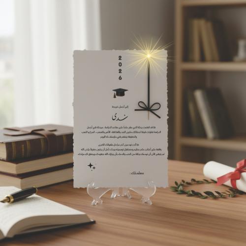 كارت اهداء للخرجين مع عود فرقعة