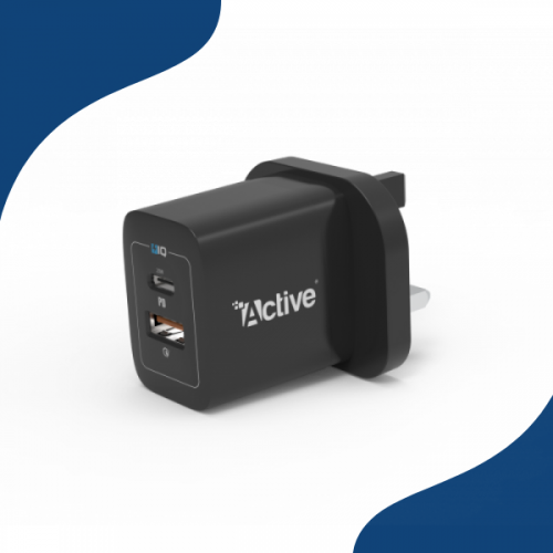 شاحن جداري منفذين صغير بقوة 20 واط - ضمان سنتين