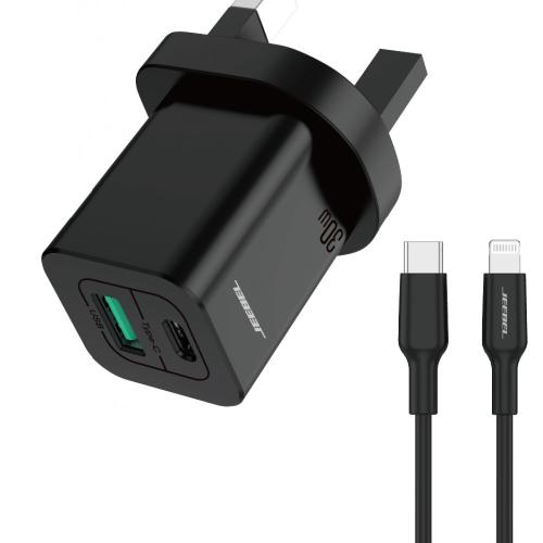 راس شاحن بمنفذ PD ومنفذ USB مع كابل آيفون