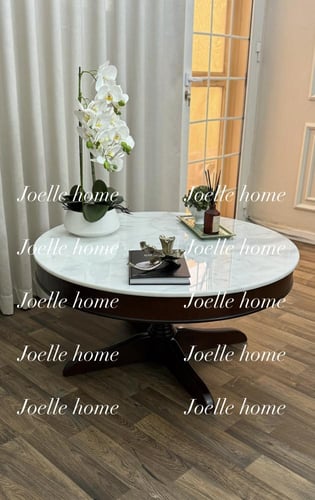 طاولة قهوة قطر 100 سم ، ارتفاع 50 سم ، سطح رخام