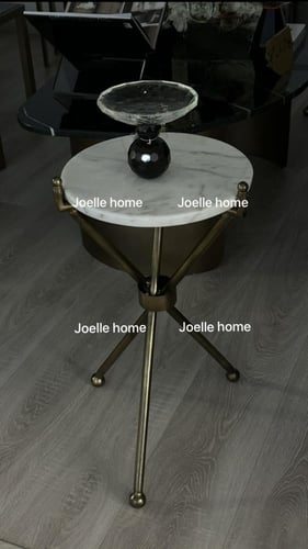 طاولة خدمة ، رخام ابيض ، ارتفاع 60 سم ، قطر 31 سم