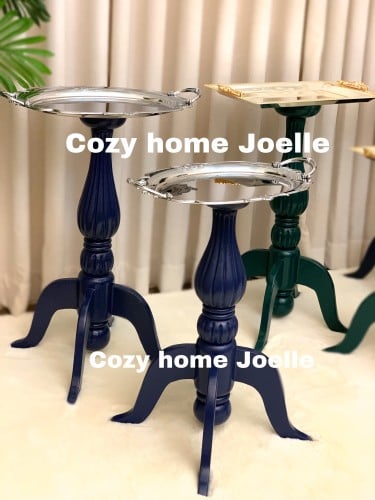 طقم طاولة لون كحلي من قطعتين ،بتصميم مميز ، صينية...