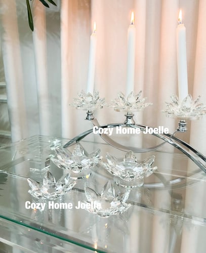 طقم كاسة و فنجان مع حامل فنجان و شاي ورد كريستال