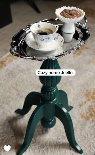 طقم طاولة تقديم لون زيتي من قطعتين بتصميم مميز