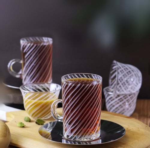 طقم كاسة 6 قطع مع 6 صحن ، فنجان 6 قطع
