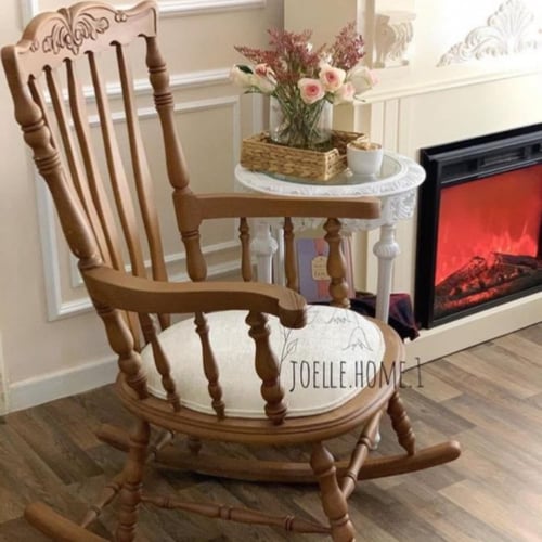 كرسي هزاز خشب زان لون خشبي