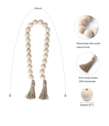 ديكور بطراز ريفي 58 انش، عبارة عن اكليل من الخرز ا...