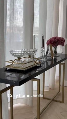 مدخل طاولة حديد مع رخام ، المقاسات الطول (120، 130...