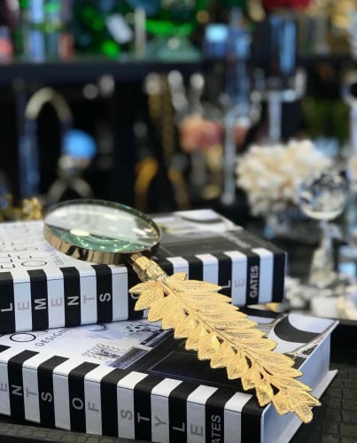 ديكور عدسة مكبرة فضي ورقة شحر