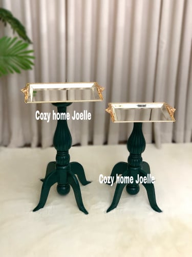 طقم طاولة من قطعتين بتصميم مميز ، صينية ثابته ستيل