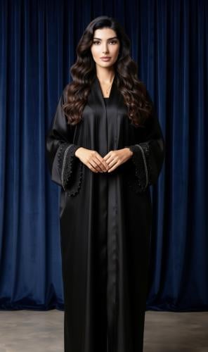 SILK ABAYA WITH CROSHET SLEEVE