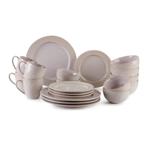 طقم سفرة من الخزف الطبيعي (20 قطعة)