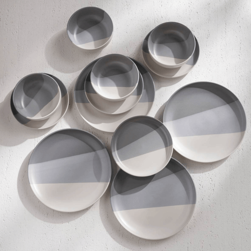 طقم سفرة من الخزف الحجري (12 قطعة)