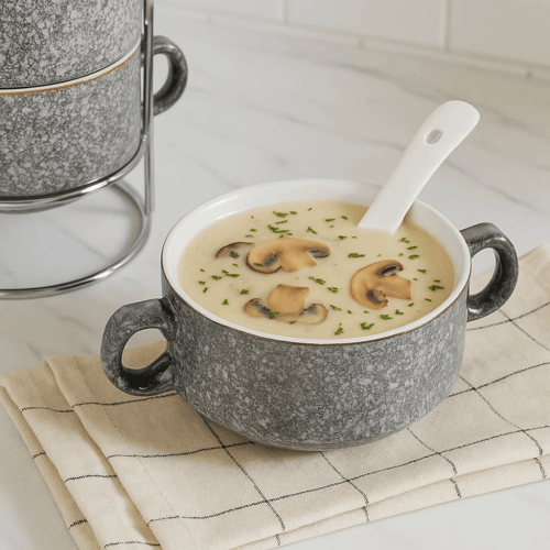 طقم شوربة من الخزف الحجري 15 قطعة