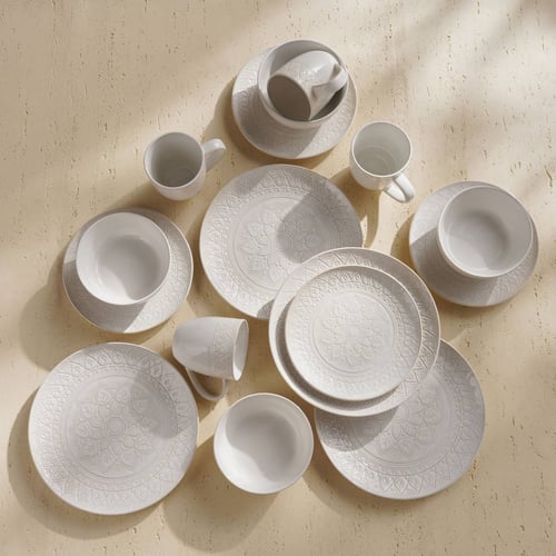 طقم سفرة من الخزف الحجري عالي الجودة بنقوش جميلة (...