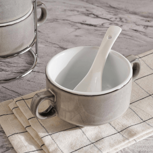 طقم شوربة من الخزف الحجري 15 قطعة