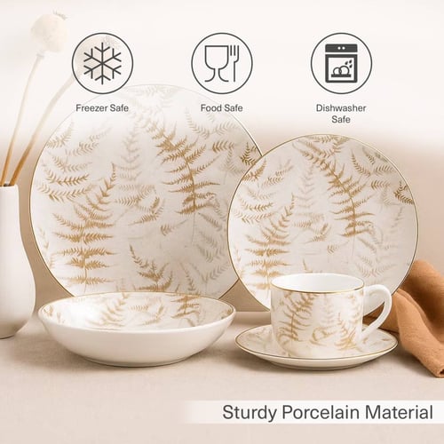 طقم سفرة أبيض بنقوش (30 قطعة)